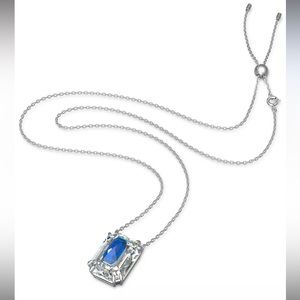 SWAROVSKI Silver-Tone Octagon Double Crystal 11-3/4" Adjustable Pendant Necklace